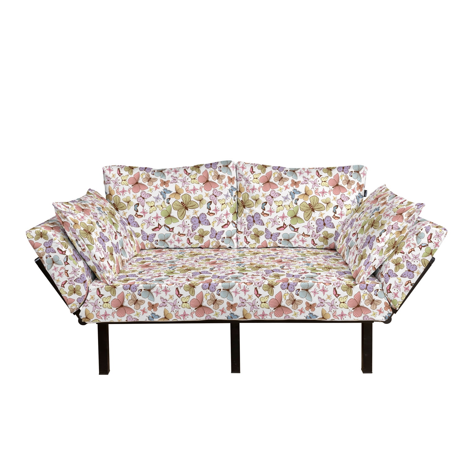 Butterfly Futon Couch, Different Types of Butterflies in Doodle Style