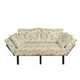 thumbnail image 1 of Butterfly Futon Couch, Vintage Inspirations in Soft Colored Floral Arrangement with Sketch Style Animals, Daybed with Metal Frame Upholstered Sofa for Living Dorm, Loveseat, Multicolor, by Ambesonne, 1 of 4