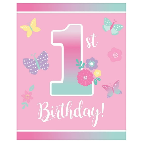 Butterfly Garden 1st Birthday Invitation Postcards W/ Envelopes (8ct)
