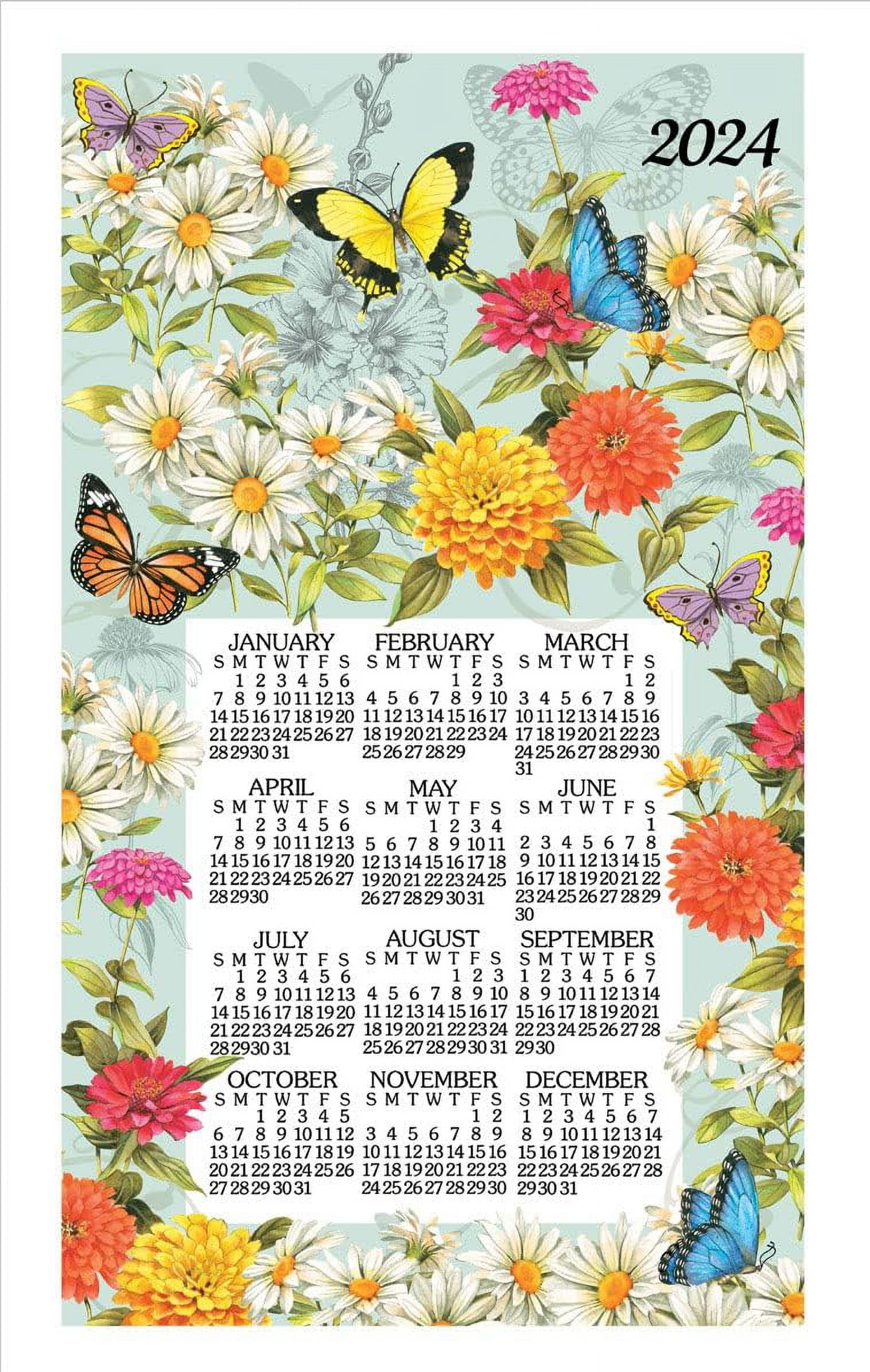 Butterfly Garden 2024 Calendar Towel