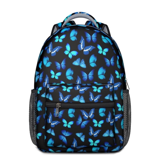 Butterfly Garden Aesthetic School Backpack – Romantic Butterfly and Floral Pattern Bookbag with Night Sky Accents