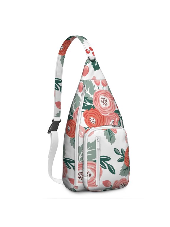 Sling Backpack - Whimsical Floral & Insect Design, Durable for Outdoors
