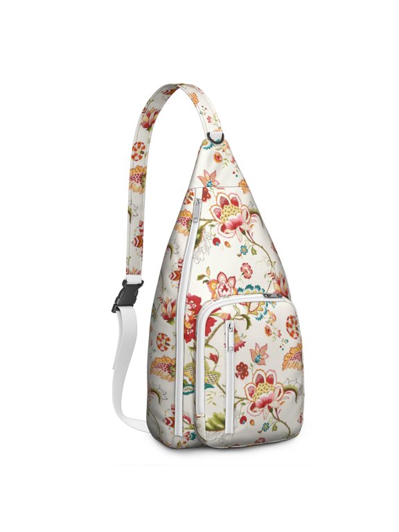 Sling Backpack - Whimsical Floral & Insect Design, Durable for Outdoors