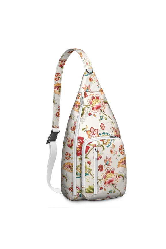 Butterfly Garden Sling Backpack - Whimsical Floral & Insect Design, Durable for Outdoors