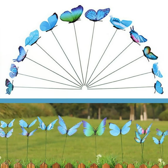 Butterfly Garden Stakes Decor, Butterfly Stakes Outdoor Yard Planter Flower Pot Bed Garden Decor Butterflies,Butterflies on Plastic Wire Plant Stake,Fairy Garden Accessories Gardening Gifts