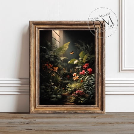 Butterfly Garden Wall Art Print Gothic Botanical Decor