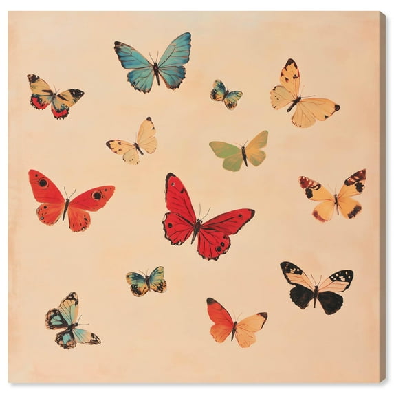 Butterfly Gentle Garden Canvas Print Fashion Floral Art by Art Remedy, Gallery Wrapped, 30 x 30