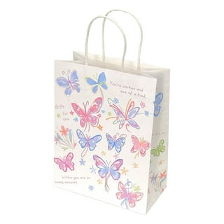 Birthday Gift Bags, Butterfly Party Favors Gift Goodie Bags, Pink Purple  Flowers Treat Candy Bags Candy Bags Small Floral Paper Bags with Handles  for Kids Girl Butterfly Birthday Party 