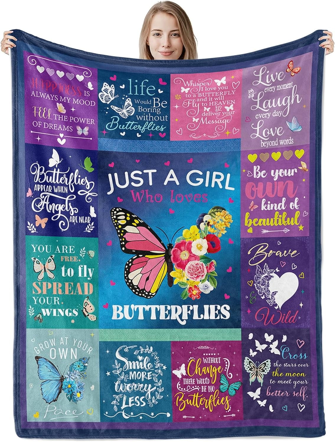 Butterfly Gifts Blanket for Girls, Just A Girl Who Loves Butterflies