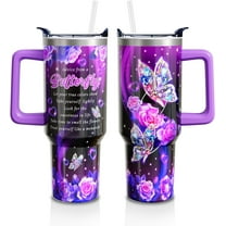Butterfly Gifts Cup for Women Mom, 40oz Tumbler with Handle and Straw Lid, Butterflies Print Lover Stainless Steel Water Bottle Mug (1PC)