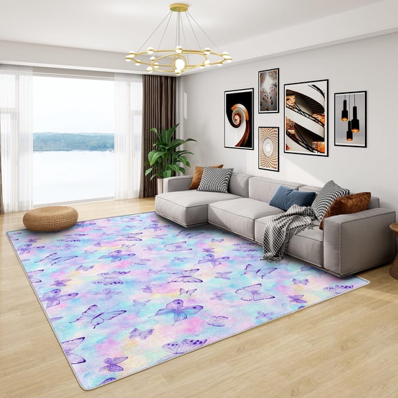 Butterfly Gifts For Girls - Fantasy Butterfly Rug, Kids Ombre Butterflies Rugs For Living Room Bedroom, Washable Non Slip Soft Small Carpet, Patterned Area Rugs & Home Decor