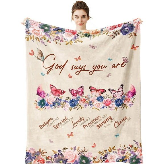 Butterfly Gifts for Women - Gifts for Women Birthday Unique - Christian Gifts 60"x 50" Blanket - Religious Gifts for Female - Bible Verse Throw Blankets - Inspirational Gift Ideas for Women