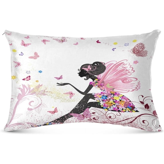 Butterfly Girl Pillowcase Queen Size, Super Soft Pillow Shams Covers, Plush Cozy Pillow Cases with Zipper, 20" X 30"(463) Home Decor Gifts