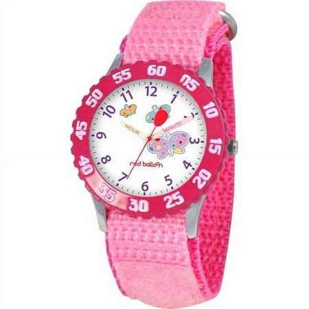 Butterfly Girls' Stainless Steel Watch, Pink Strap