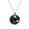 thumbnail image 1 of Butterfly Glass Design Circular Pendant Necklace for Women - Fashion Jewelry, 1 of 5