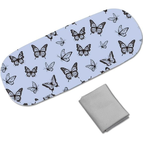 Butterfly Glasses Case Hard Shell Leather Sunglasses Case Portable Slim Eyeglasses Case Clamshell Protective Case Holder Pouch Cover with Cleaning Cloth