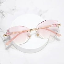 Butterfly Gradient Pink Rimless Reading Glasses  1.00, Diamond Frameless Ultra-light Blue Light Blocking Readers 1.00 for Women