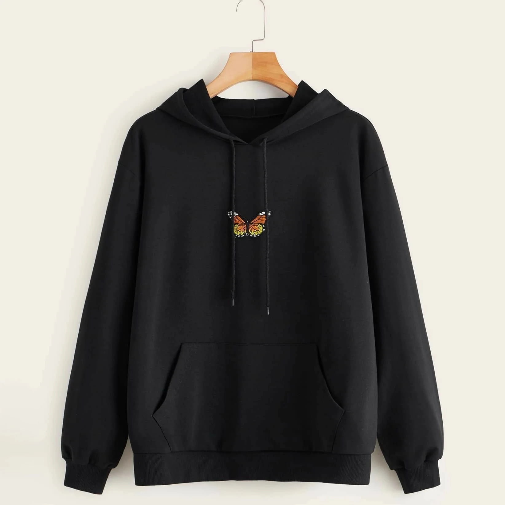 Butterfly graphic drawstring hoodie clearance