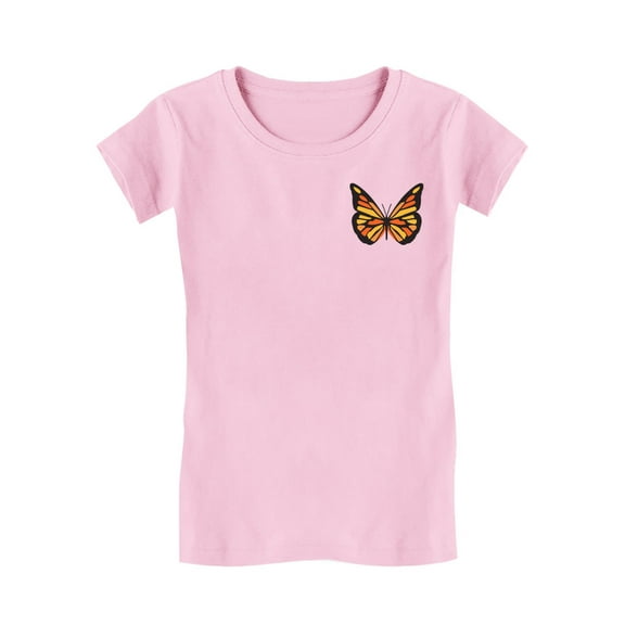Butterfly Graphic Tee Girls Summer Toddler Kids Girls' Fitted T-Shirt M (5-6T) Pink