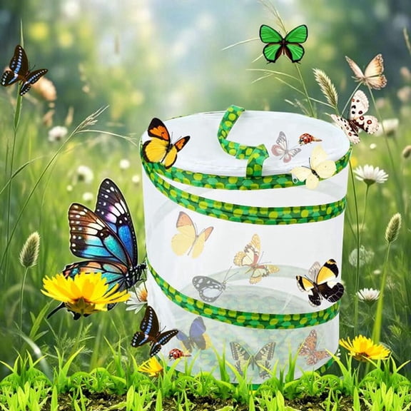 Butterfly Growing Kit - Foldable Butterfly Habitat Cage - 13.8x12Inch Tall - Clear Mesh Enclosure Terrarium