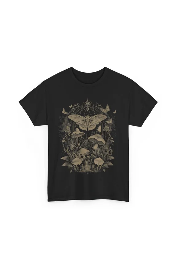 Butterfly Grunge Fairycore Therian Clothing Cute Moth Floral Shirt BLACK Unisex S-5XL