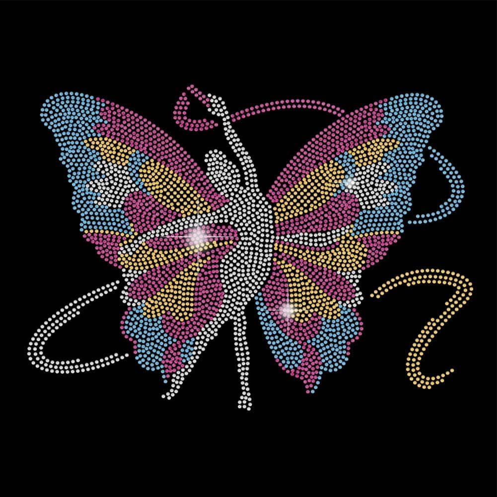 Butterfly Gymnastics Iron on Rhinestones Transfer Gymnastic Bling Hot ...