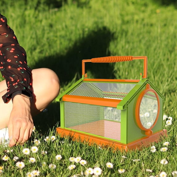 Butterfly Habitat Cage Monarch Butterfly Habitat Butterfly Cage for Outdoor Collapsible W/ Carrying Handle Mesh Cage for Kids 7.87x5.91x5.31inch Orange