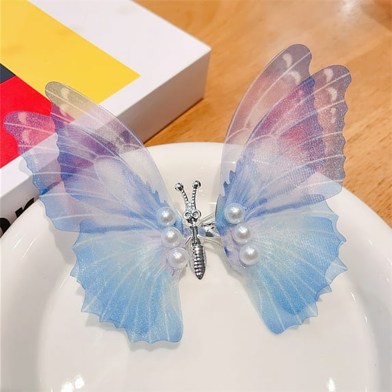 Butterfly Hair Clip under $5! CQCYD Moving Butterfly Hair Clip, Color Gradient Wing Hairpin for Girls Women, Rhinestone Hair Accessories for Party Wedding, Vibrant Flying Hair Clip