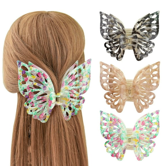 Butterfly Hair Clips Butterfly Claw Clips Hair Clips for Women Hair Clips for Thick Hair Matte Hair Clips Medium Hair Clips Big Butterfly Clips for Women Cute Hair Clips(3Pcs)