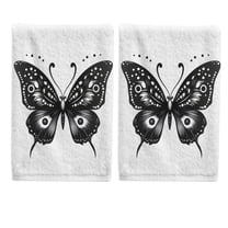 Butterfly Hand Towels Set for Bathroom Cotton Face Towel Decorative 15.5x29.5 inch