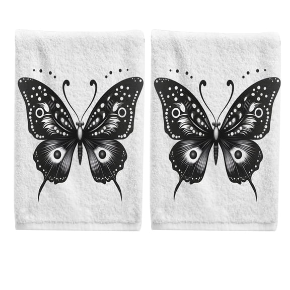 Butterfly Hand Towels Set for Bathroom Cotton Face Towel Decorative 15.5x29.5 inch