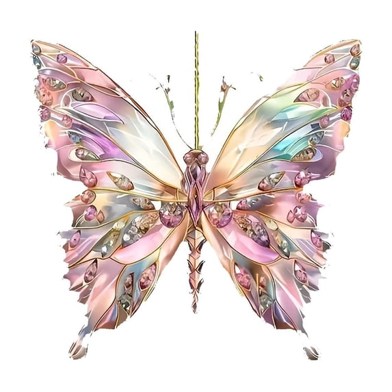 Butterfly Hanging Ornament, 2D Flat Design with Iridescent Accents, for Home Decor Party Decoration Garden Patio Decor - 1PC