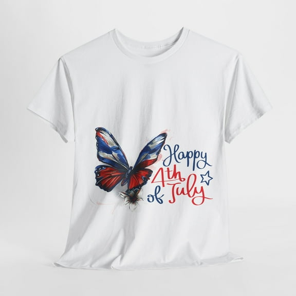 Butterfly Happy 4th Of July Shirt for Women Patriotic T-shirt ID-0524-HFC5
