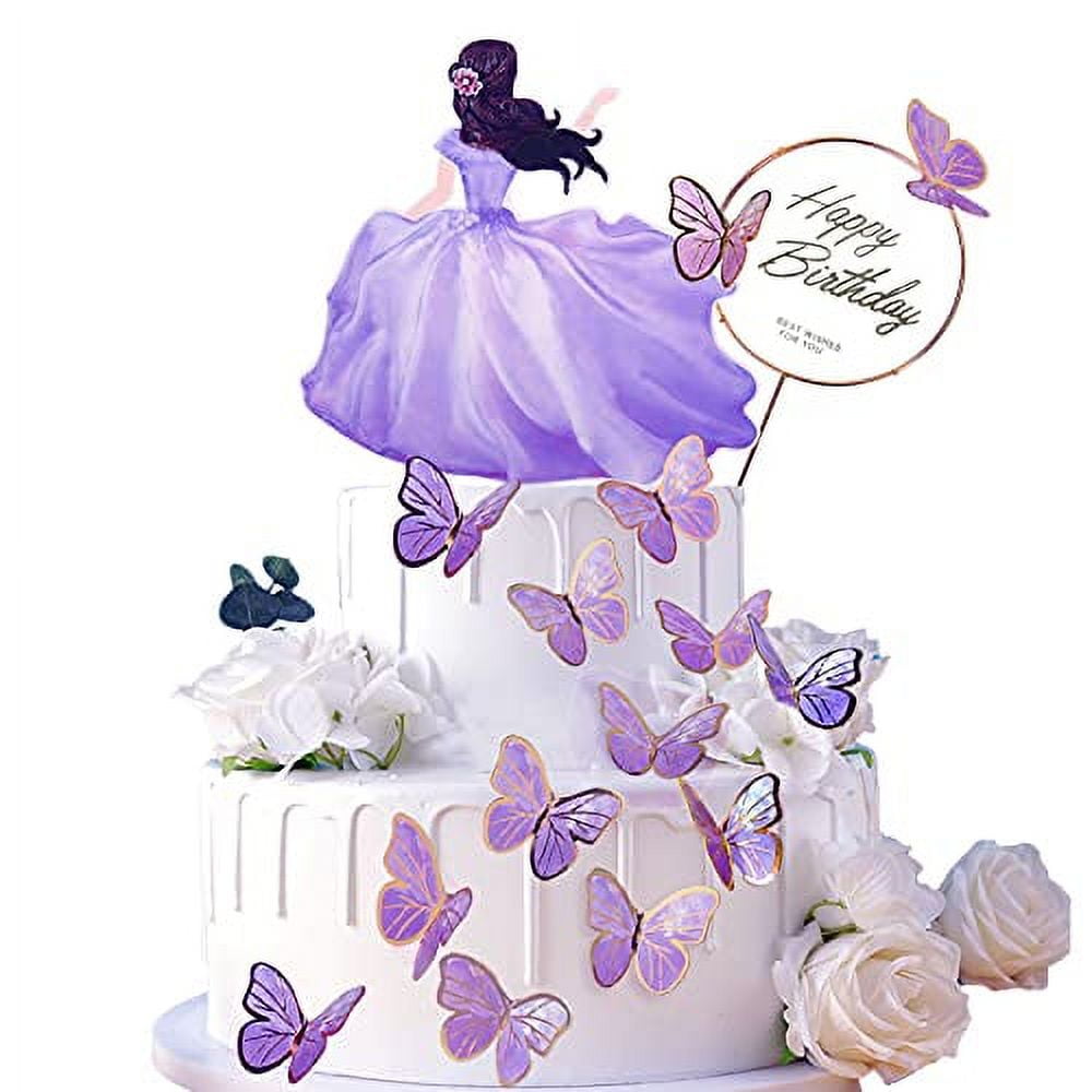 Butterfly Happy Birthday Cake Toppers Set, 56 Pcs Butterfly Cake ...