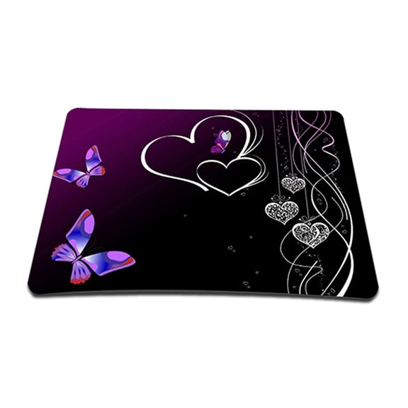 Butterfly Heart Floral Colored 1 X Standard 7 x 9 Rectangle Non - Slip Rubber Mouse Pad