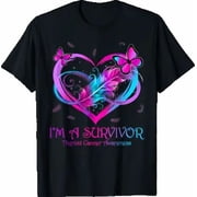 Butterfly Heart I'm A Survivor Thyroid Cancer Awareness T-Shirt, Unisex T-Shirt