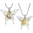 thumbnail image 1 of Butterfly & Heart Stainless Steel Cremation Urn Necklace for Ashes Hollow Butterfly Urn Necklace for Women Men Memorial Keepsake Gifts, 1 of 8