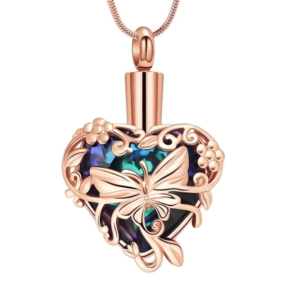 Butterfly Heart Urn Necklaces Cremation Jewelry for Ashes for Women Men Memorial Human Ashes Pendant