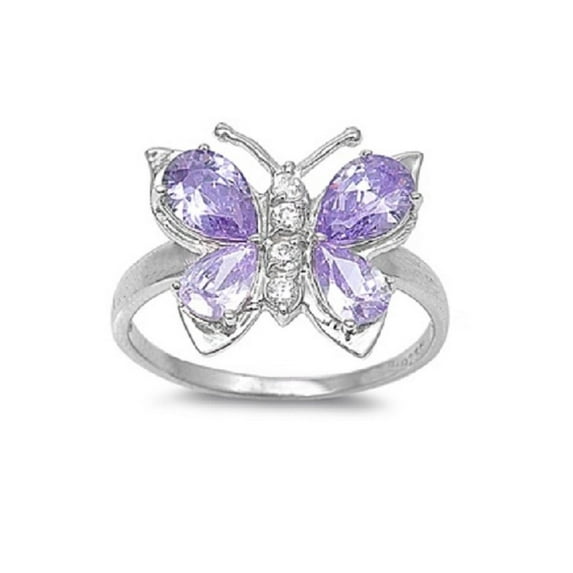 Butterfly Hera Lavender Cubic Zirconia Ring Sterling Silver 925 11