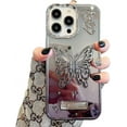 thumbnail image 1 of Butterfly Hidden Stand Phone Case for iPhone 13,Cute 3D Butterfly Kickstand Luxury Glitter Bling Gradient for Women 6D Electroplated Clear Soft TPU Protector Black, 1 of 14