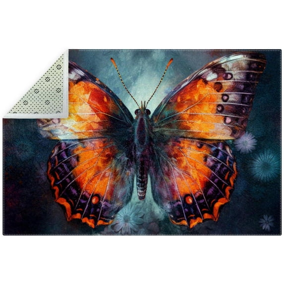 Butterfly High-Quality Polyester Door Rug - Durable Indoor Entry Mat with Right-Angle Design for Home or Office Use - Easy to Clean and Maintain - 24 x 36 inches
