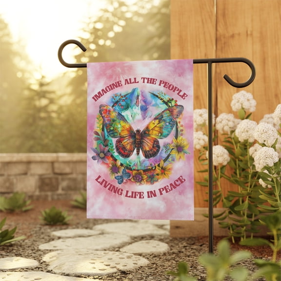 Butterfly Hippie Peace Flag, Peace Sign Flag, Hippie Flag ID-0613-TRV5