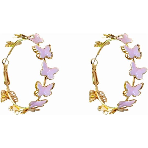 Butterfly Hoop Earrings for Women 925 Sterling Silver Post Stud Large Big Huggie Hoops Dangle Drop Exaggerated Butterflies Statement Fashion Y2K Mother's Day Christmas Jewelry