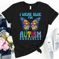 thumbnail image 1 of Butterfly I Wear Blue For Autism Awareness Printing T Shirts Fashion Womens Summer Cool Short Sleeve Tops Tee Shirts Grandma, 1 of 5