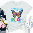 thumbnail image 1 of Butterfly I Wear Blue For Autism Awareness Printing T Shirts Fashion Womens Summer Cool Short Sleeve Tops Tee Shirts Grandma, 1 of 5