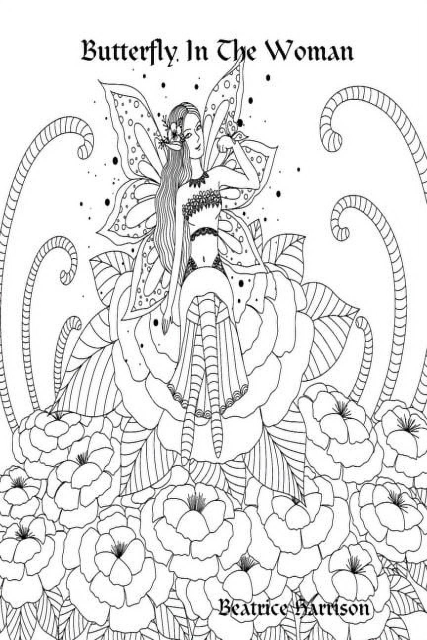 "Butterfly In The Woman: " Giant Super Jumbo Coloring Book Features 100 ...