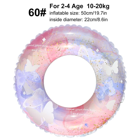 Butterfly Inflatable Swim Ring, Adult Pool Floats Tube, Glitter Transparent Swimming Ring for Beach Pool Summer Fun