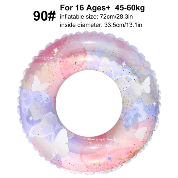Butterfly Inflatable Swim Ring, Adult Pool Floats Tube, Glitter Transparent Swimming Ring for Beach Pool Summer Fun