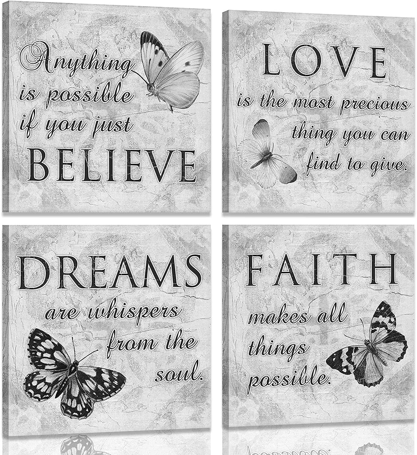 Butterfly Inspirational Canvas Wall Art Motivational Quotes Picture for ...