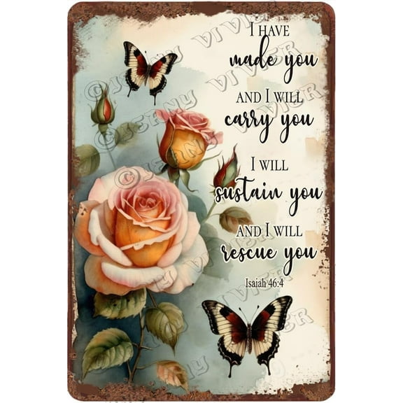 Butterfly With Inspirational Quote Aluminum Sign Rustic Farmhouse Decor Shabby Chic Butterfly Picture Motivational Poster Positive Sign for Teen Girl Bedroom 12x8 Inches